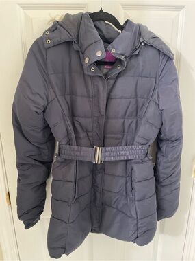 Kinetix Quilted Belted Puffer Jacket - Gray